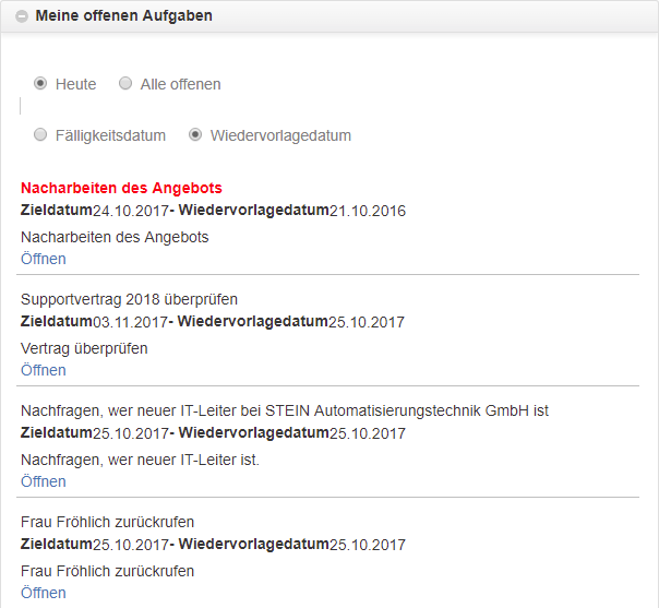 Meine offenen Aufgaben