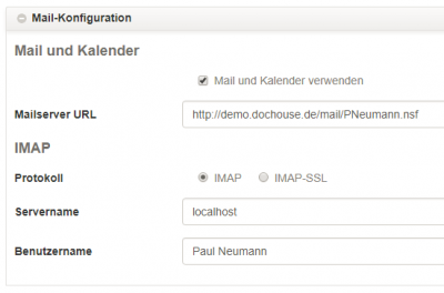 Abschnitt Mail-Konfiguration